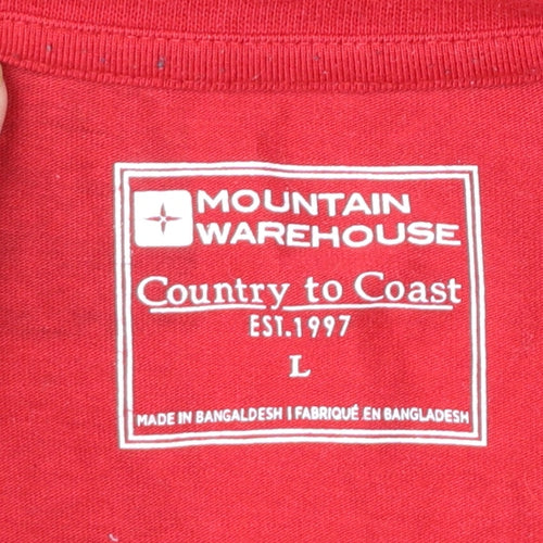 Mountain Warehouse Men's Red Check Long Sleeve Cotton Blend T-Shirt L