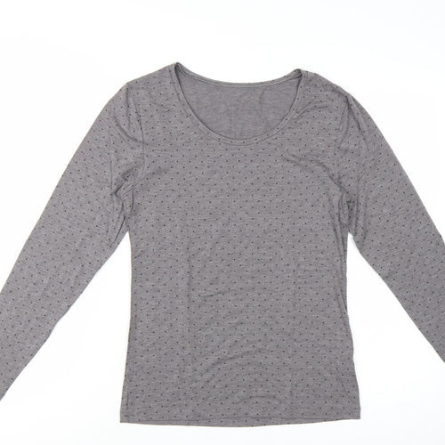 Marks and Spencer Women's Grey Polka Dot Long Sleeve Jersey T-Shirt UK 16