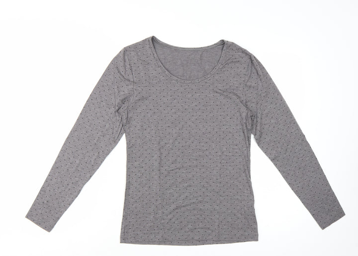 Marks and Spencer Women's Grey Polka Dot Long Sleeve Jersey T-Shirt UK 16