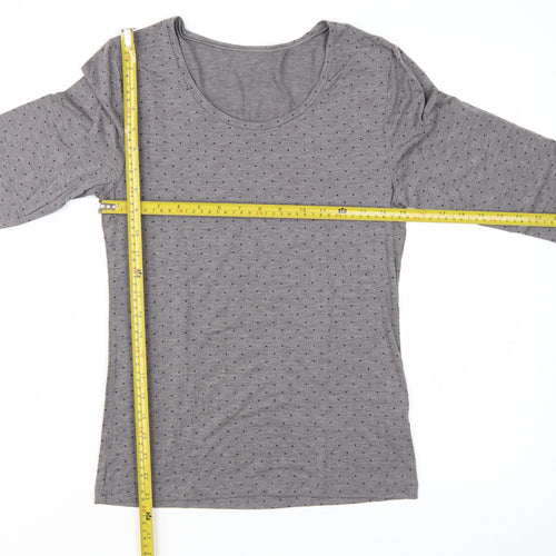 Marks and Spencer Women's Grey Polka Dot Long Sleeve Jersey T-Shirt UK 16