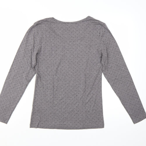 Marks and Spencer Women's Grey Polka Dot Long Sleeve Jersey T-Shirt UK 16