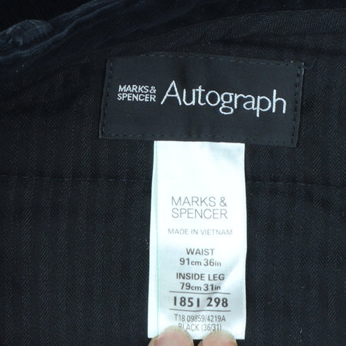 Marks and Spencer Men’s Black Corduroy Chino Trousers 36W 31L