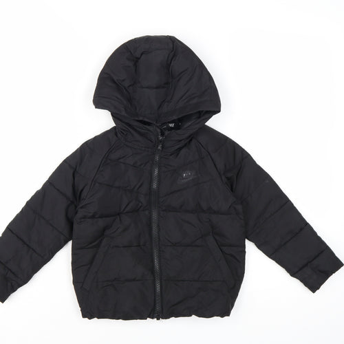Nike Boys Black Hooded Puffer Jacket 2-3 Years Winter Full Zip