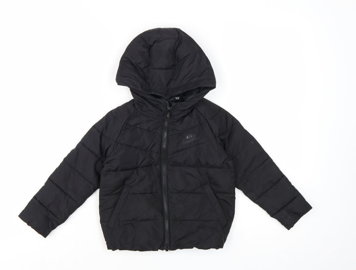 Nike Boys Black Hooded Puffer Jacket 2-3 Years Winter Full Zip
