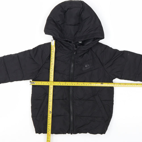 Nike Boys Black Hooded Puffer Jacket 2-3 Years Winter Full Zip