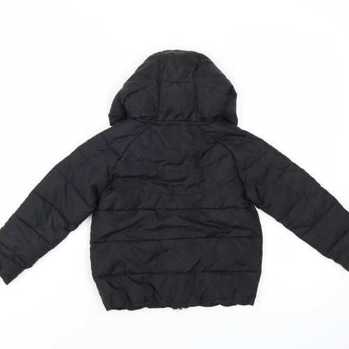 Nike Boys Black Hooded Puffer Jacket 2-3 Years Winter Full Zip