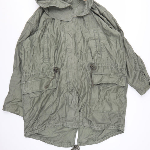 GAP Women’s Green Cotton Parka Jacket 2XL Hooded Drawstring Casual