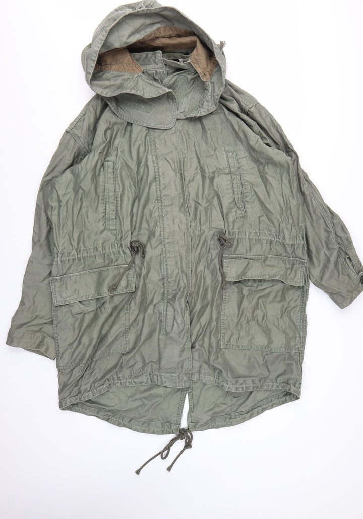 GAP Women’s Green Cotton Parka Jacket 2XL Hooded Drawstring Casual