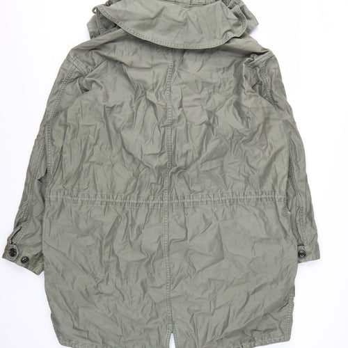 GAP Women’s Green Cotton Parka Jacket 2XL Hooded Drawstring Casual