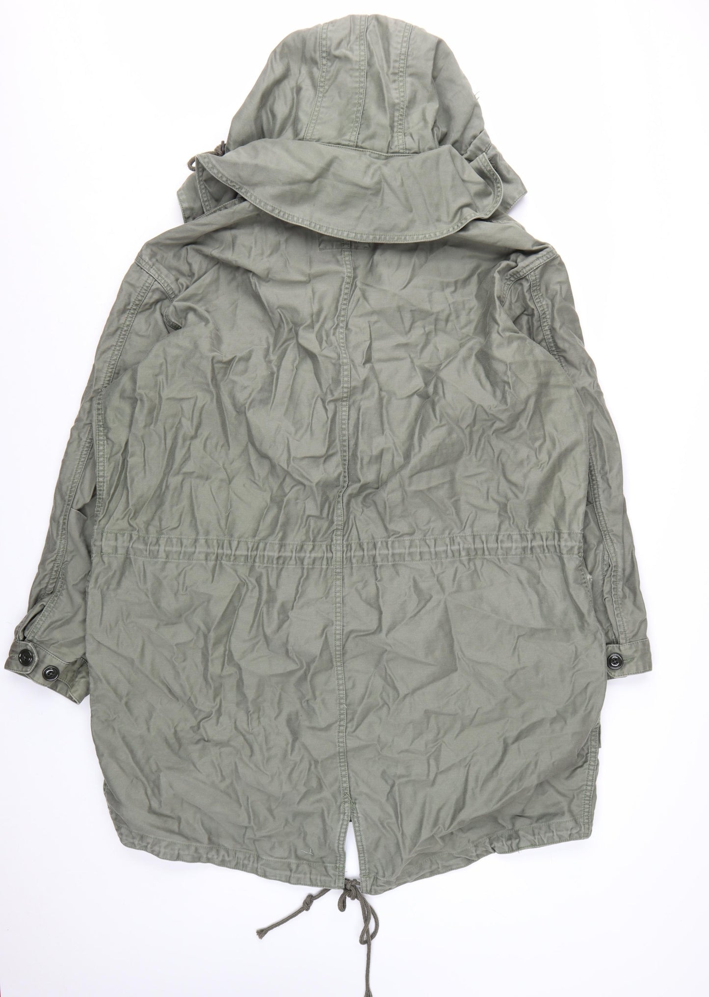 GAP Women’s Green Cotton Parka Jacket 2XL Hooded Drawstring Casual