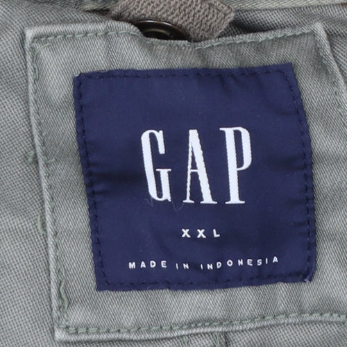 GAP Women’s Green Cotton Parka Jacket 2XL Hooded Drawstring Casual