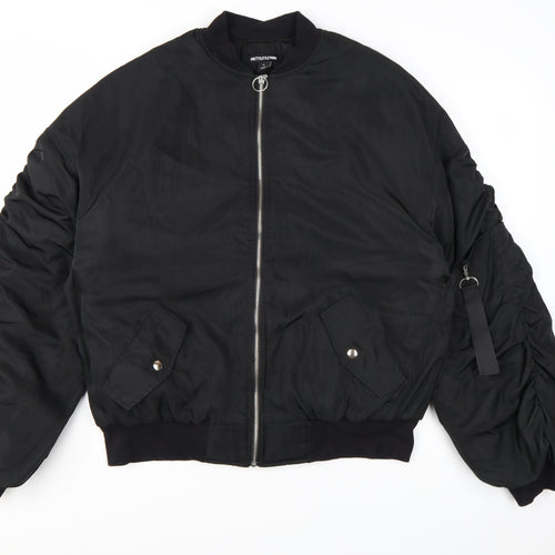 PrettyLittleThing Women's Black Bomber Jacket Size M Zip Pockets