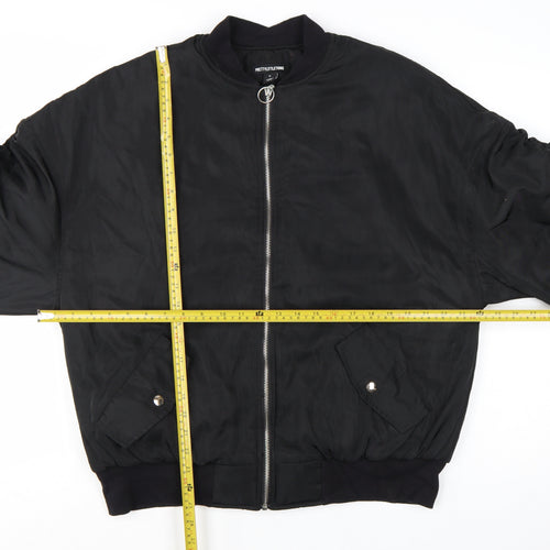 PrettyLittleThing Women's Black Bomber Jacket Size M Zip Pockets
