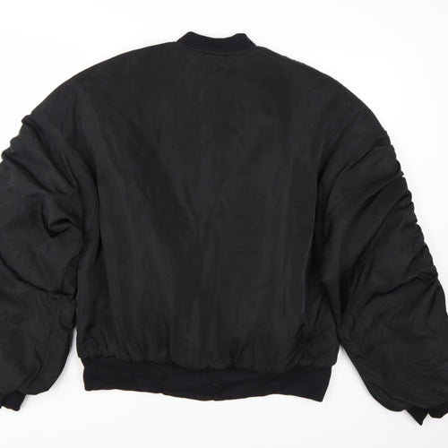 PrettyLittleThing Women's Black Bomber Jacket Size M Zip Pockets