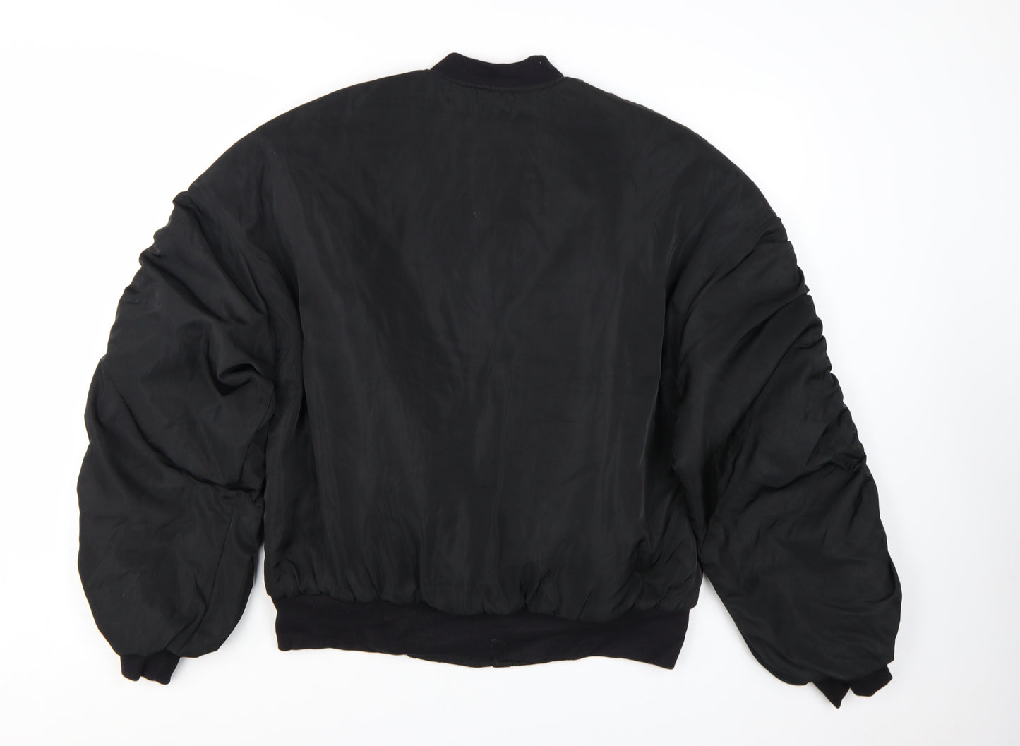 PrettyLittleThing Women's Black Bomber Jacket Size M Zip Pockets