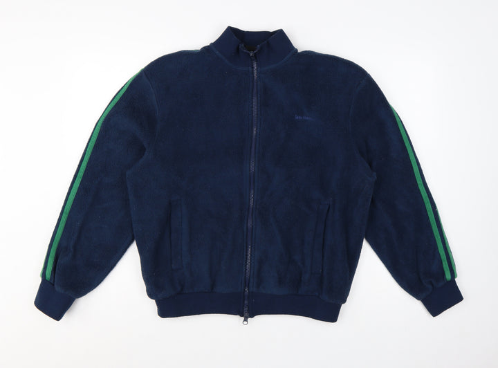 iets frans Women’s Blue Fleece Bomber Jacket Size S Full Zip Casual