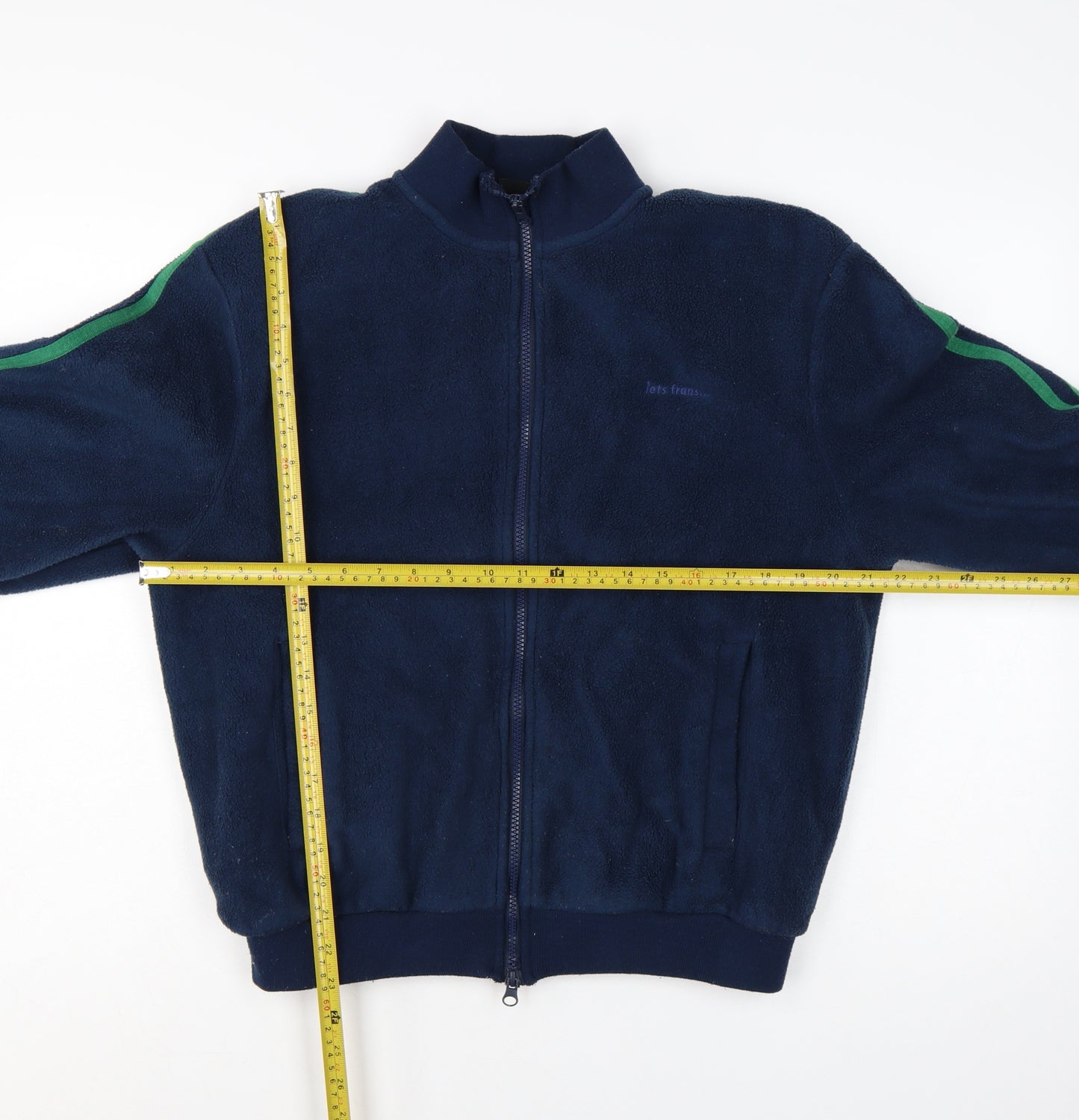 iets frans Women’s Blue Fleece Bomber Jacket Size S Full Zip Casual