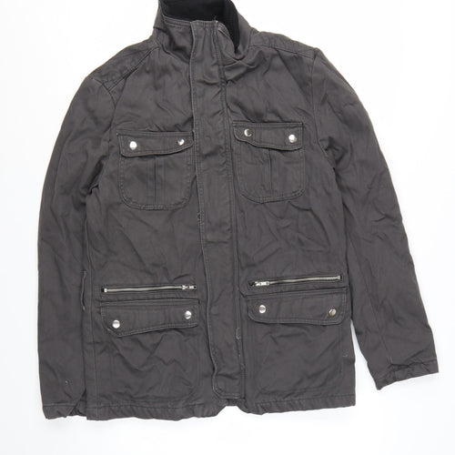 H&M Men's Black 38 Regular Cotton Military Jacket