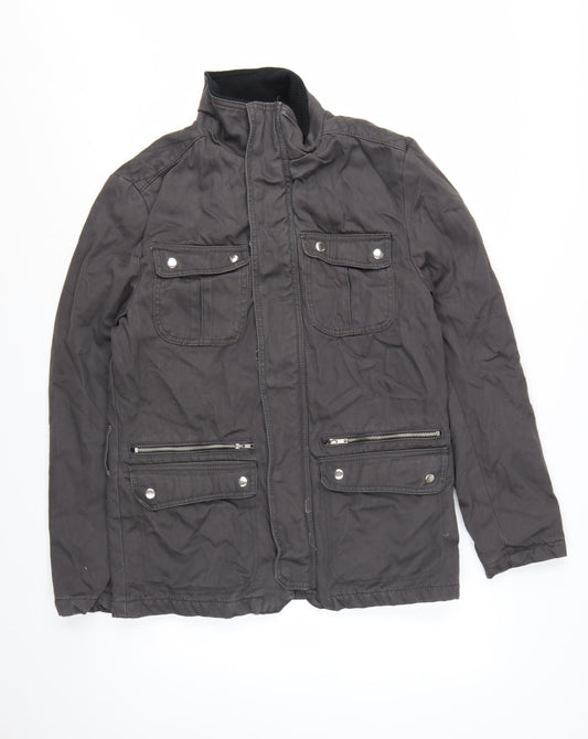 H&M Men's Black 38 Regular Cotton Military Jacket