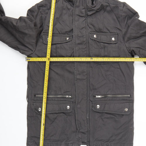 H&M Men's Black 38 Regular Cotton Military Jacket