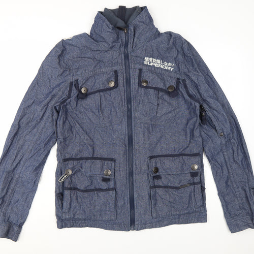 Superdry Men's Blue Cotton 2XL Casual Zip Jacket