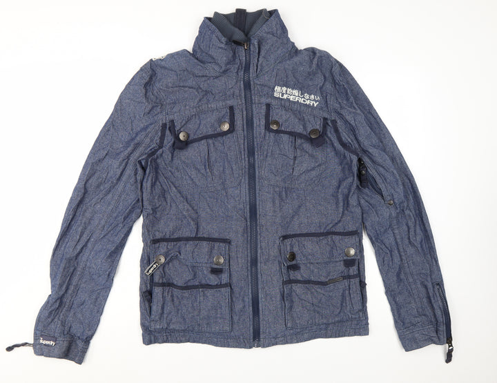 Superdry Men's Blue Cotton 2XL Casual Zip Jacket