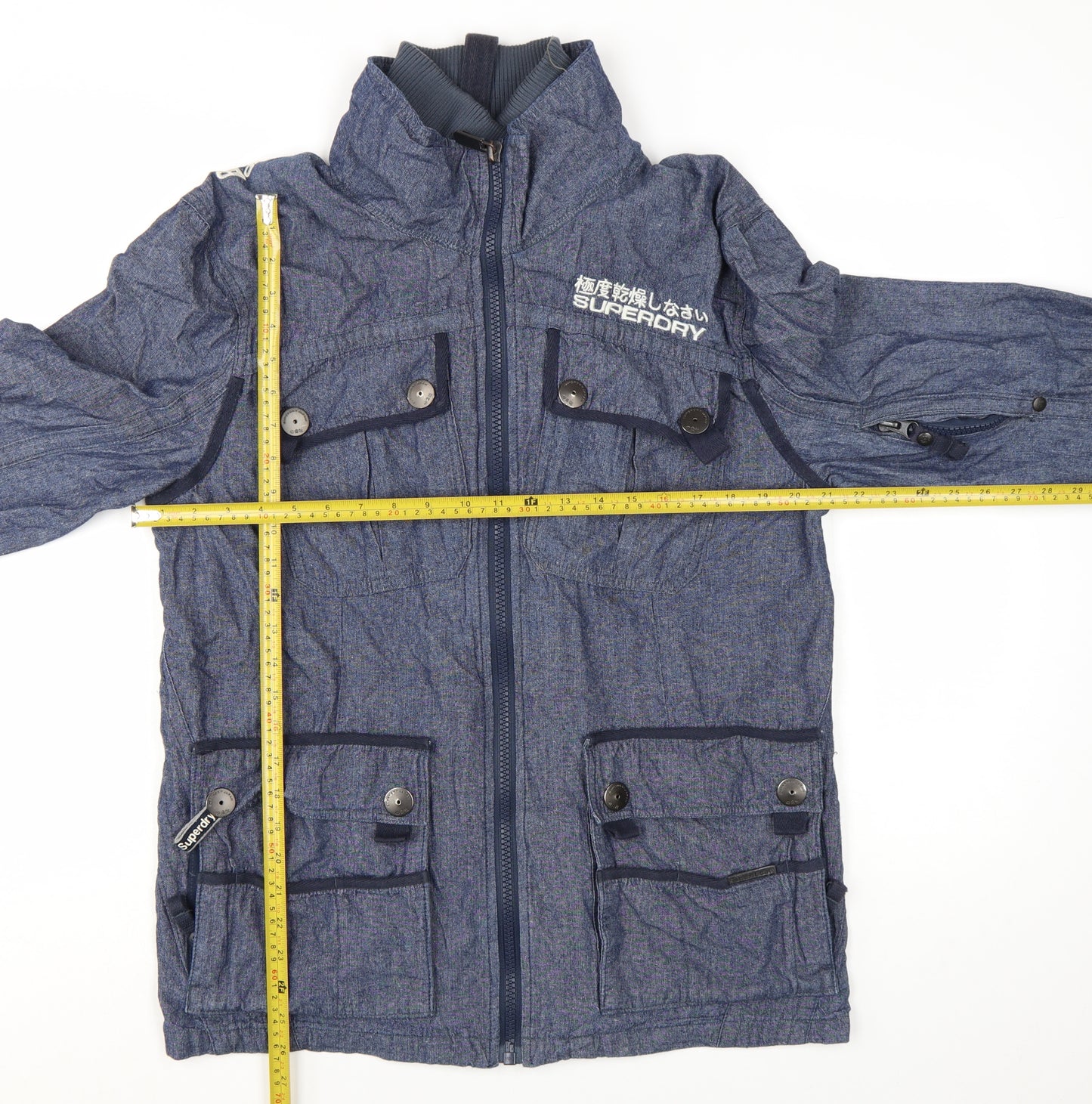 Superdry Men's Blue Cotton 2XL Casual Zip Jacket