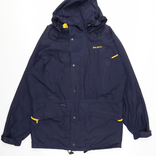 Peter Storm Men's Blue Waterproof Hooded Parka Jacket Size M