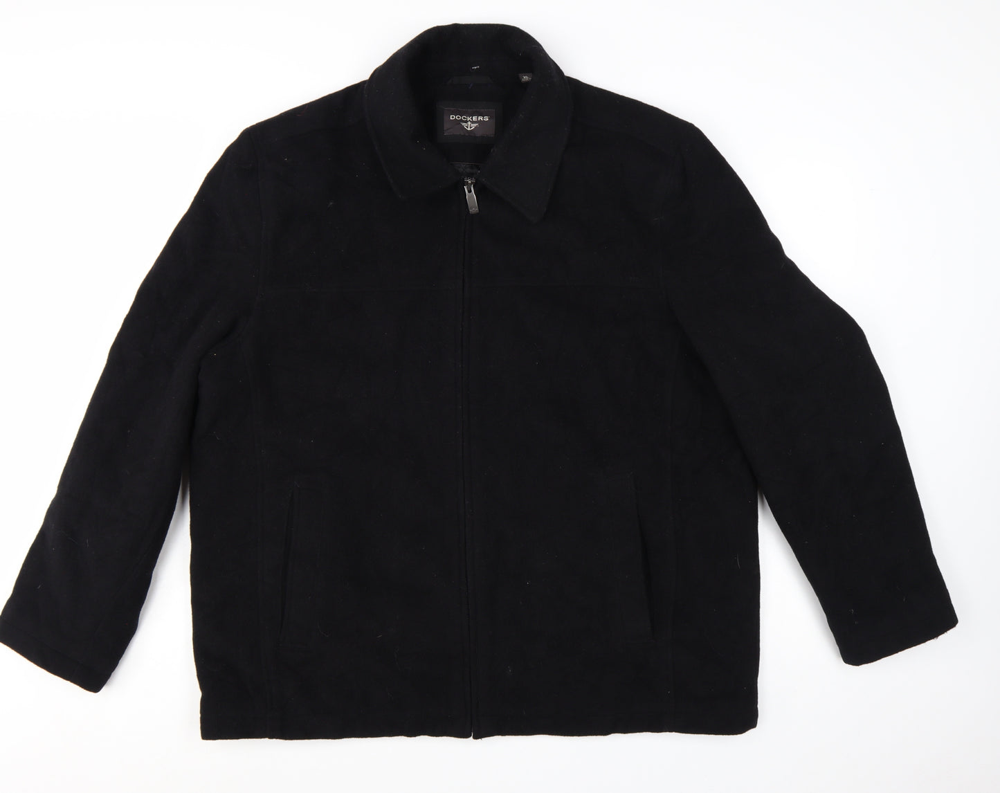 Dockers Men's Black Wool Blend Full Zip Jacket XL