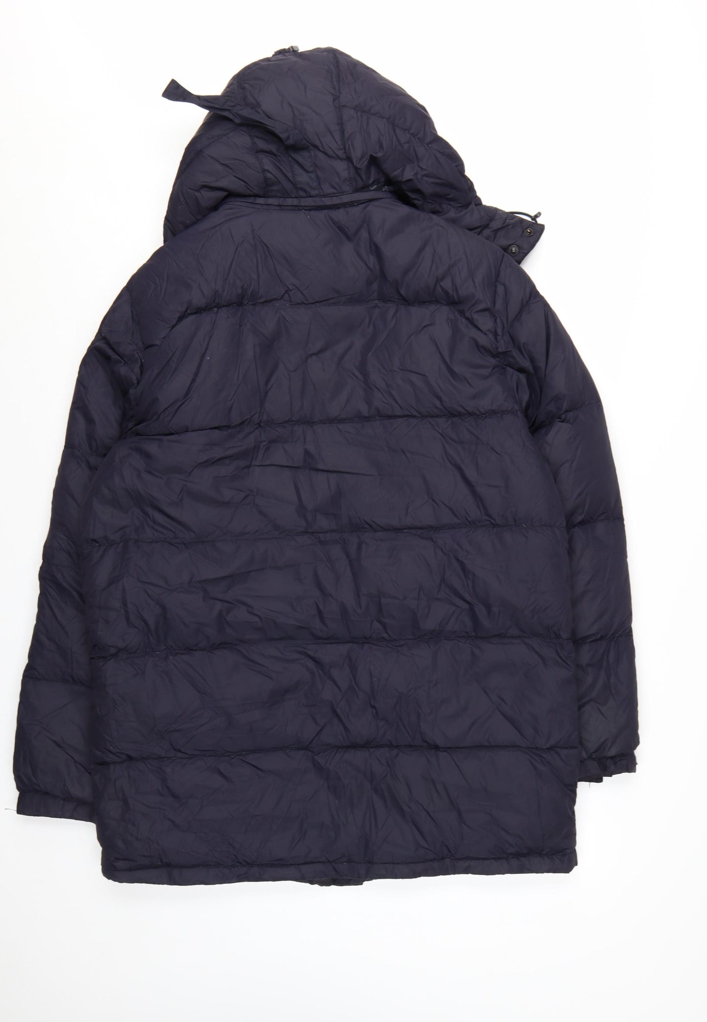 Lands' End Men's Blue Hooded Down Puffer Coat M 38in Winter Jacket