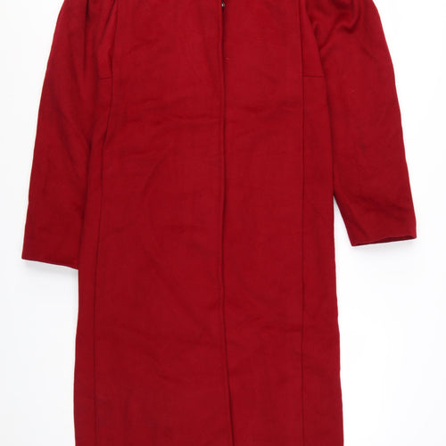 CAPRI Womens Red Wool Long Overcoat Size 8 Classic Style