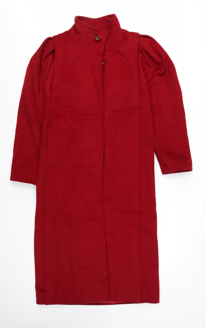 CAPRI Womens Red Wool Long Overcoat Size 8 Classic Style