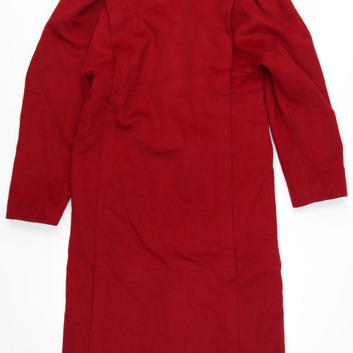 CAPRI Womens Red Wool Long Overcoat Size 8 Classic Style