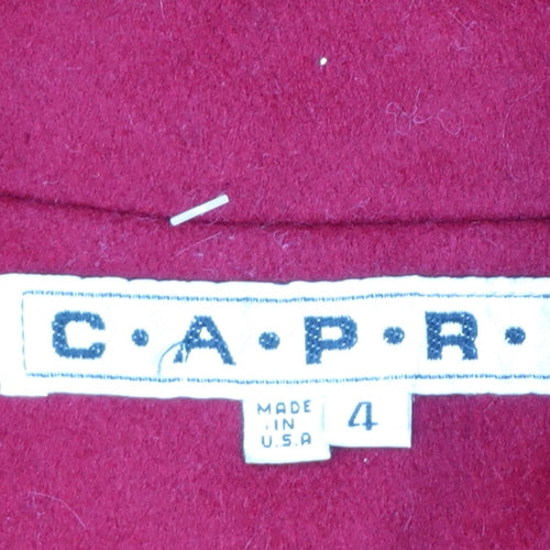 CAPRI Womens Red Wool Long Overcoat Size 8 Classic Style