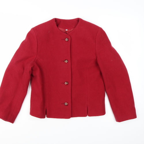 The Edinburgh Collection Women's Red Wool Jacket Size 10 Classic Style
