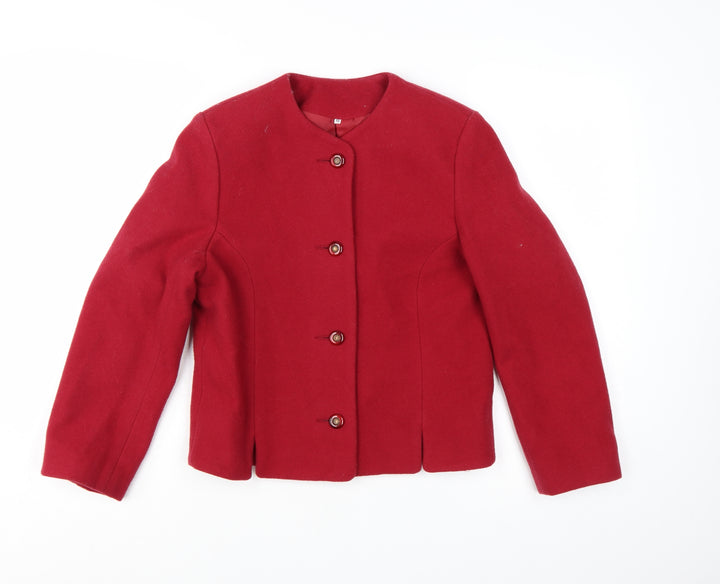 The Edinburgh Collection Women's Red Wool Jacket Size 10 Classic Style