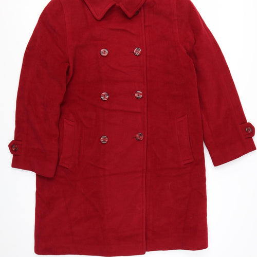 Hannah Women's Red Wool Alpaca Blend Long Overcoat Size 12