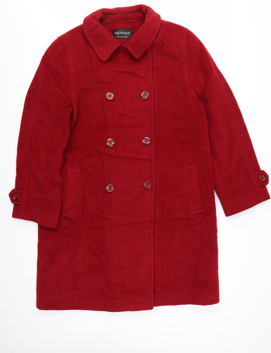 Hannah Women's Red Wool Alpaca Blend Long Overcoat Size 12