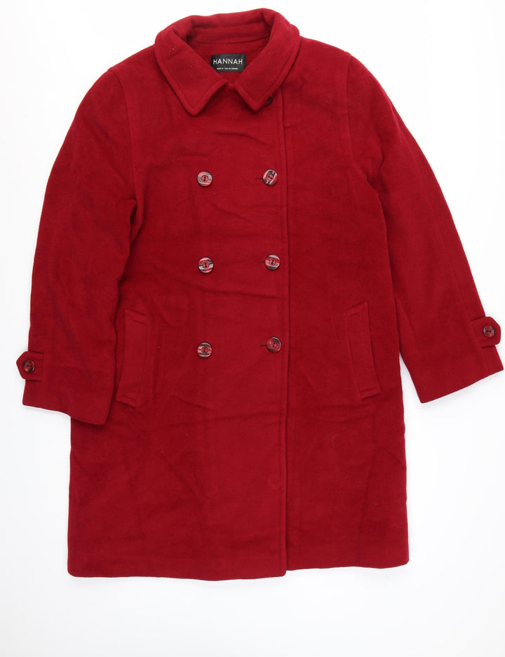 Hannah Women's Red Wool Alpaca Blend Long Overcoat Size 12
