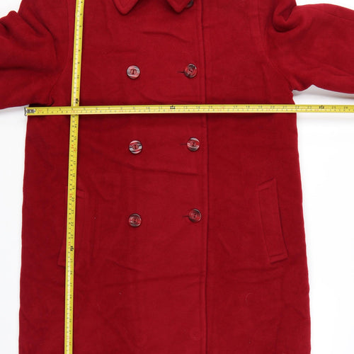 Hannah Women's Red Wool Alpaca Blend Long Overcoat Size 12