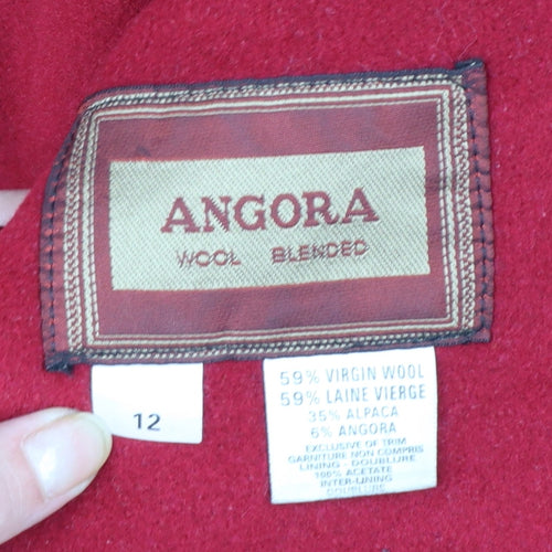 Hannah Women's Red Wool Alpaca Blend Long Overcoat Size 12