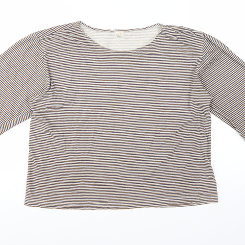 J.Crew Women's Multicoloured Striped Long Sleeve Cotton T-Shirt M