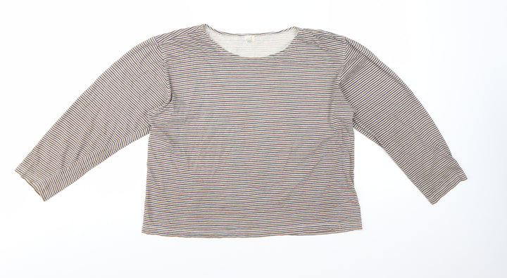 J.Crew Women's Multicoloured Striped Long Sleeve Cotton T-Shirt M