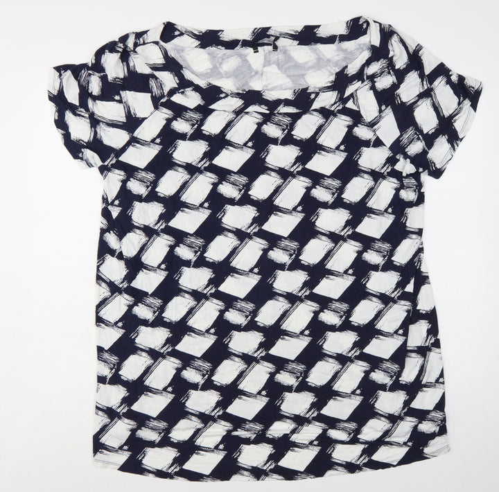 Roman Women’s Blue White Geometric Jersey Plus Size 26 T-Shirt