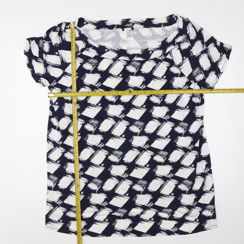 Roman Women’s Blue White Geometric Jersey Plus Size 26 T-Shirt