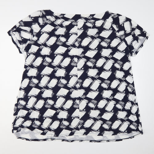Roman Women’s Blue White Geometric Jersey Plus Size 26 T-Shirt