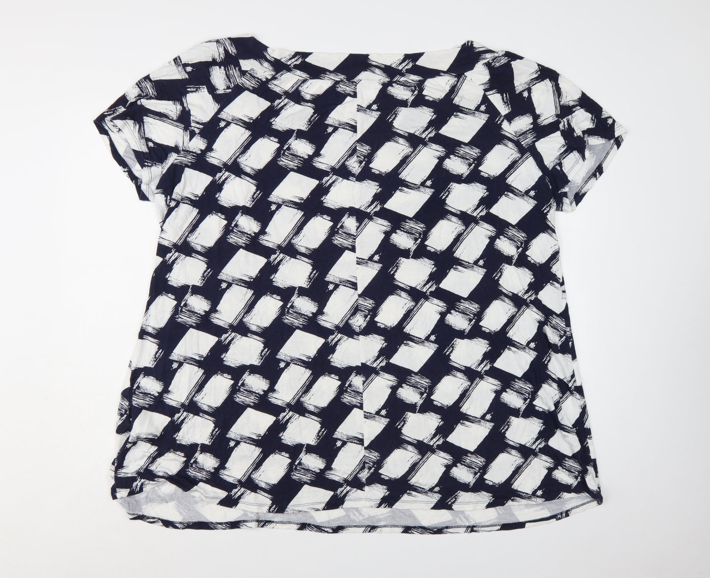 Roman Women’s Blue White Geometric Jersey Plus Size 26 T-Shirt
