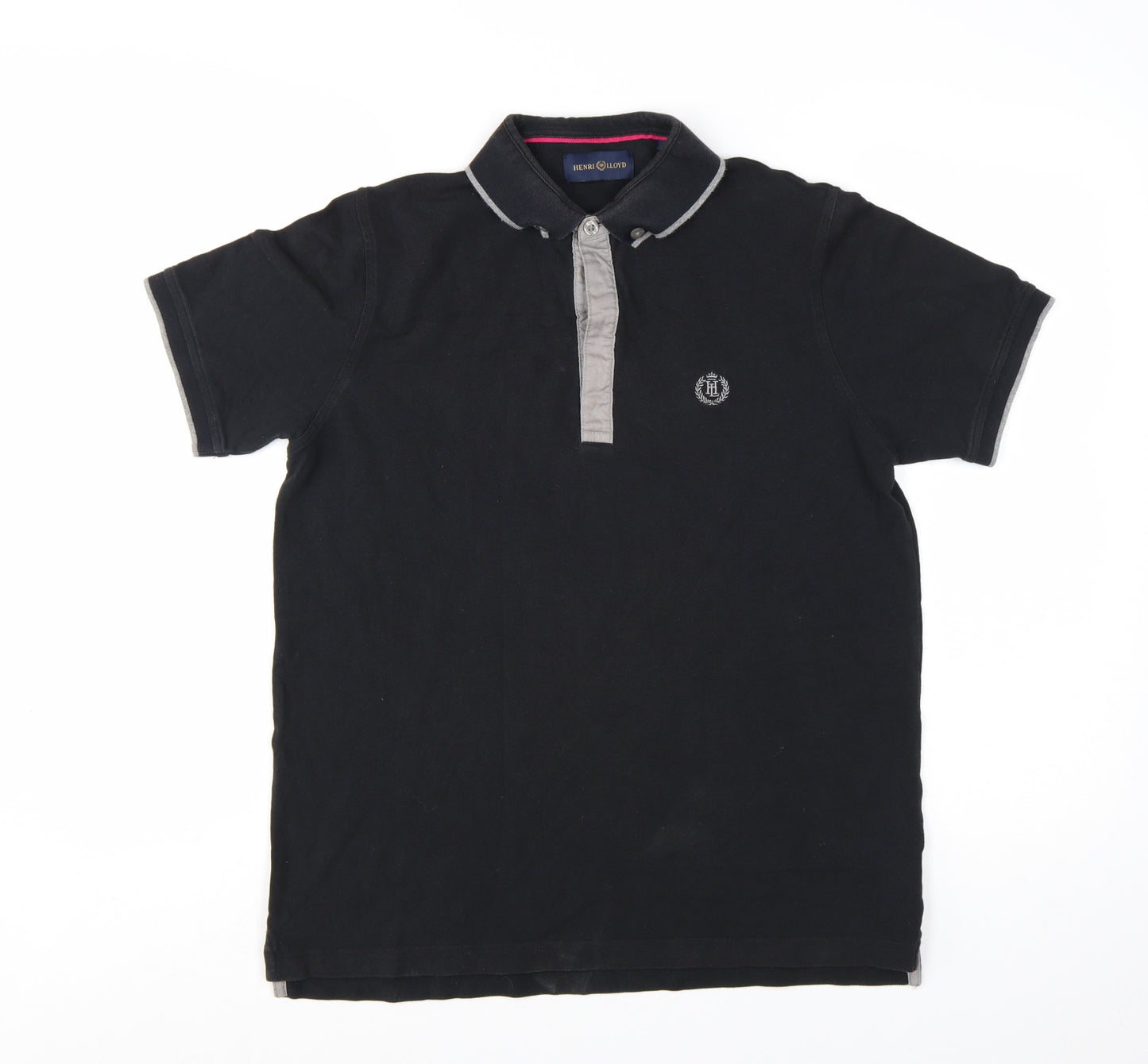 Henri Lloyd Men's Black Cotton Polo Shirt Size M Button Collar