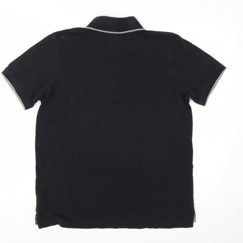 Henri Lloyd Men's Black Cotton Polo Shirt Size M Button Collar