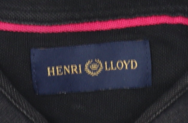 Henri Lloyd Men's Black Cotton Polo Shirt Size M Button Collar